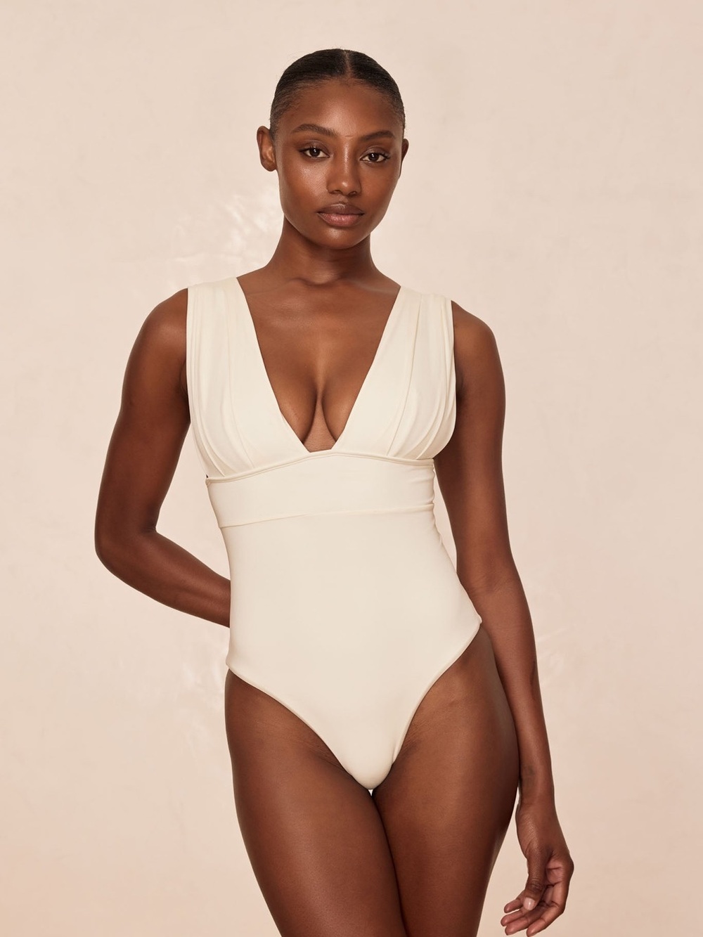 New Monday Swimwear $191 Florence One Piece Ivory Sz V 12-14 NWT
